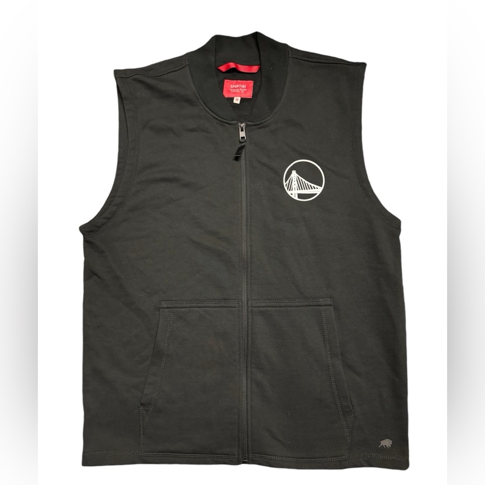 Men's Sportiqe Black Golden State Warriors Landy Fleece Full-Zip Vest Size M